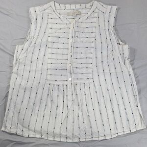 LOFT White Cotton Sleeveless Top